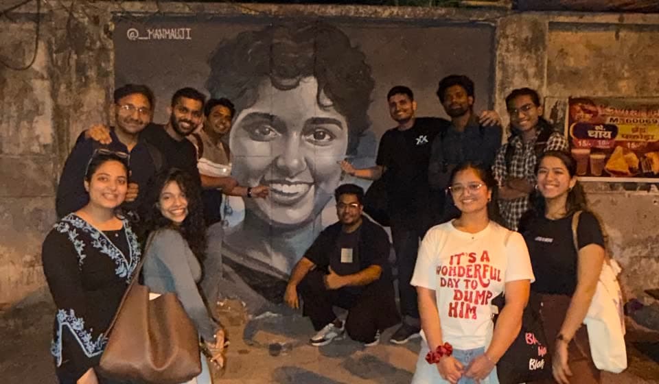 The team on the ground at a street mural in Mumbai